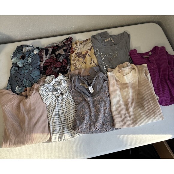 Logo Layers by lori goldstein Long Sleeve Shirt Bundle Lot Lounge Tunic Small